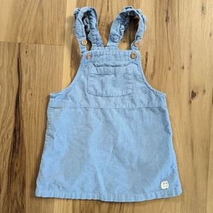H&M Baby Size 9-12M Blue Courderoy Ruffle Skirt Overalls